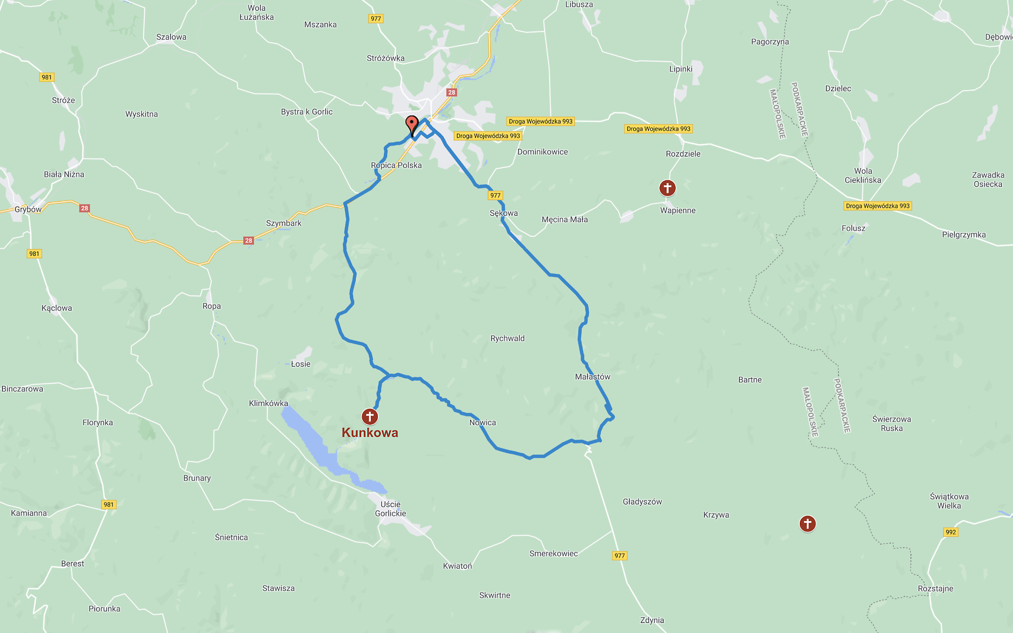 Cycling route - Kunkowa