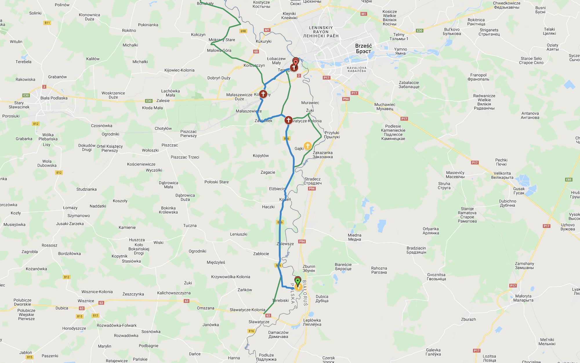 Jableczna - cycling route
