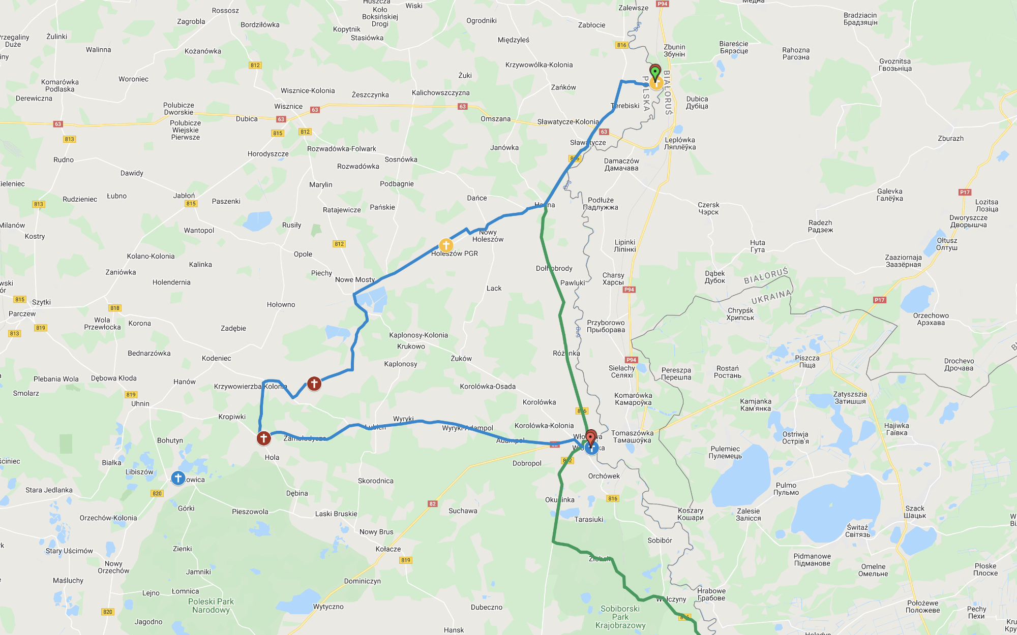 Jableczna - cycling route